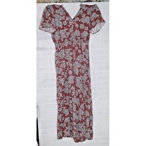 Anthropologie Somerset Jumpsuit Dusky Pink Floral Pockets‎ Size XLT